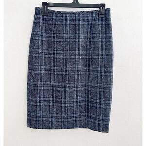 TAHARI Blue Plaid Tweed Pencil Skirt SIZE 4 Womens NWOT